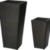 Gartenfreude Planter polyrattan set of 2 bicolour brown Vasi da fiori