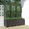 vidaXL Planter with trellis 120 x 40 x 136 cmBlack Vasi da fiori