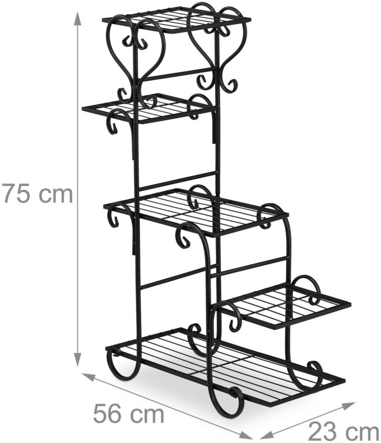 Relaxdays 5-tier metal plant shelf Black Porta piante