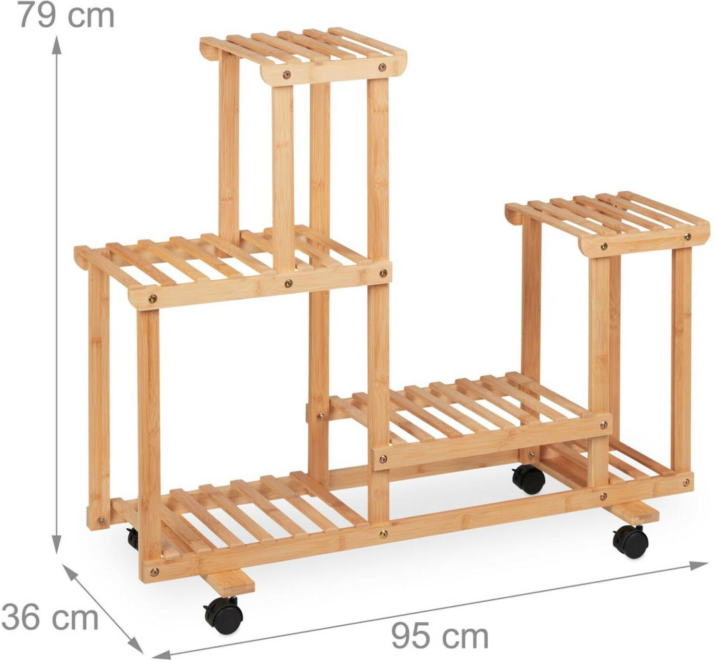 Porta piante Relaxdays Bamboo plant shelf (10037578)